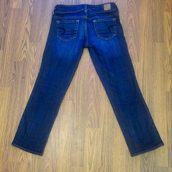 Womens American Eagle Artist Outfitters Distressed Dark Blue Denim Jeans Size 0 - Picture 7 of 12